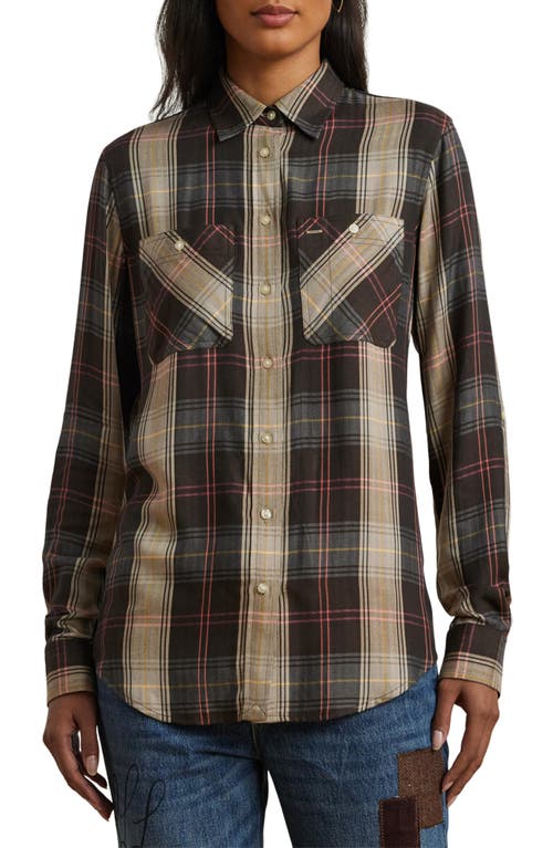 Shop Lauren Ralph Lauren Plaid Button-up Shirt In Brown/tan/blue Multi