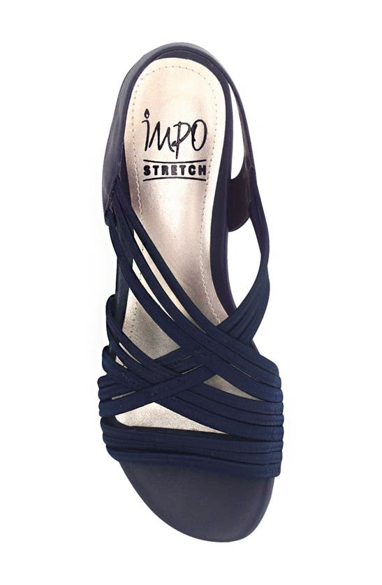 Shop Impo Ressie Elastic Strap Wedge Sandal In Midnight Blue