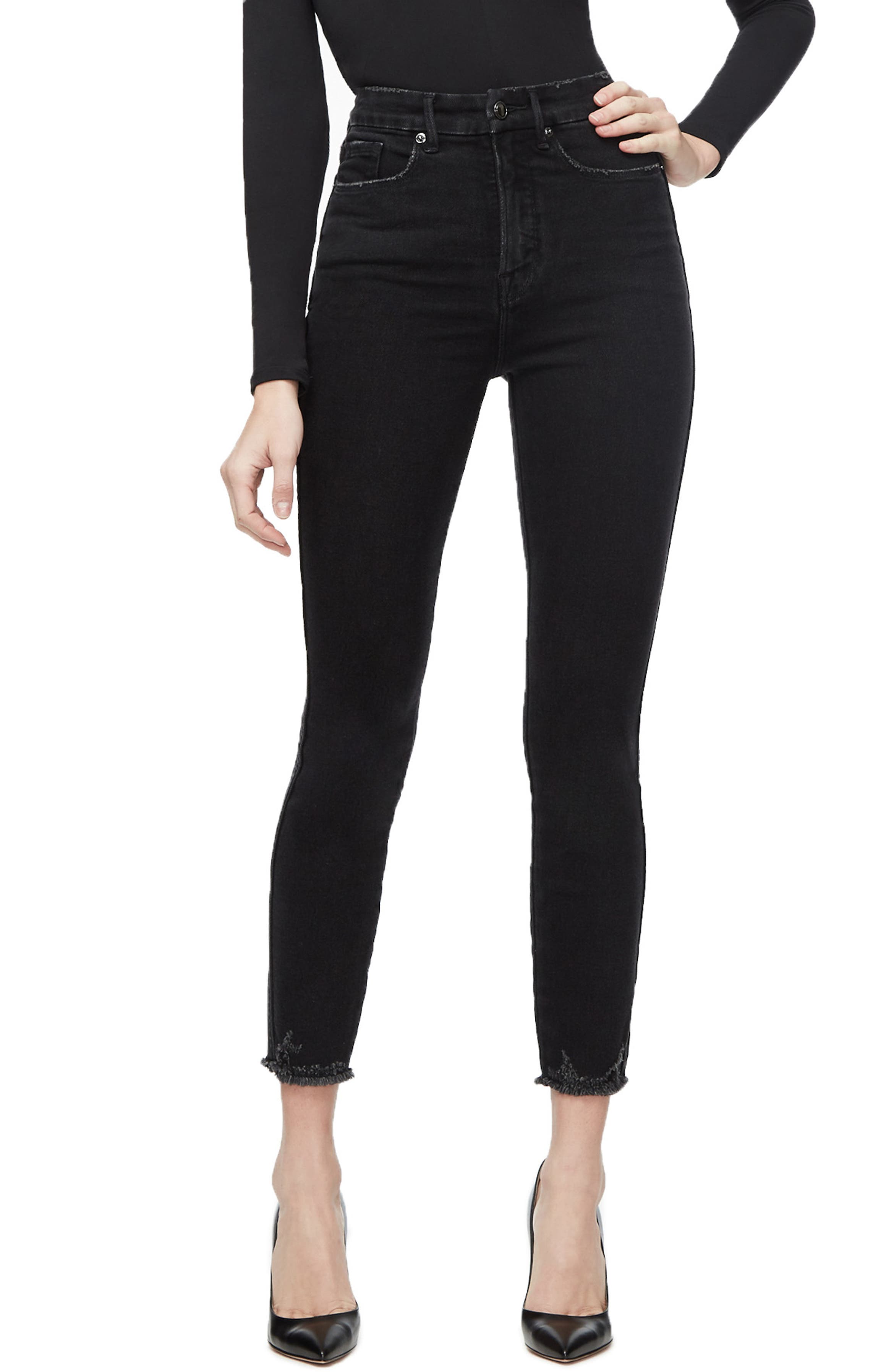 Good American Good Curve High Waist Crop Skinny Jeans Black 054 Regular And Plus Size Nordstrom