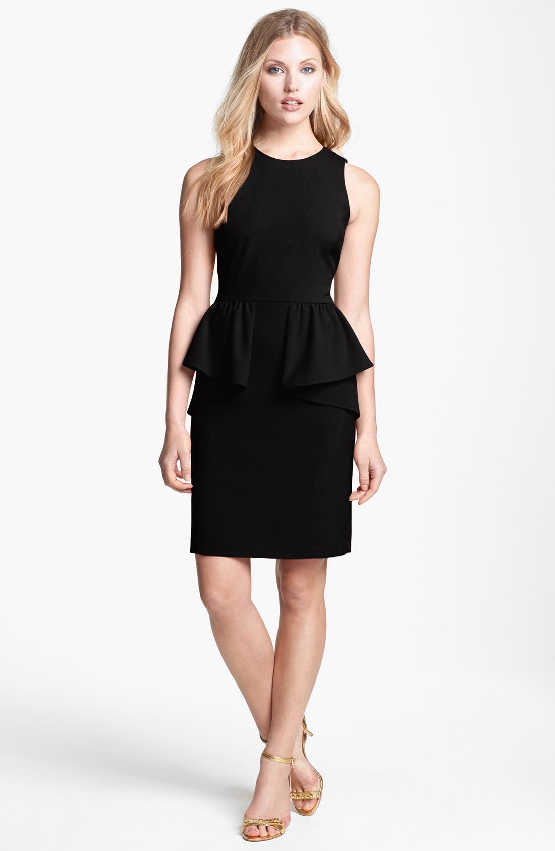 black sleeveless peplum dress