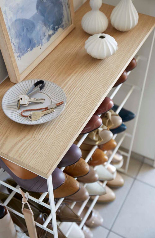 Yamazaki 6-tier Wood Top Shoe Rack In White