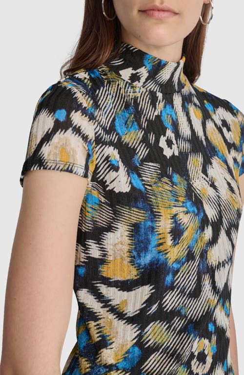 Shop Dkny Abstract Print Rib Top In Brush Stroke Leopard