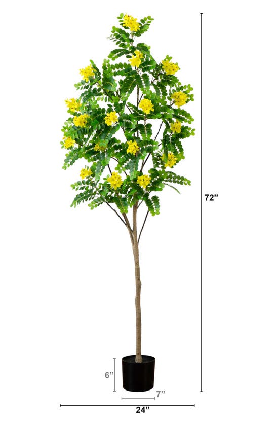 Shop Nearly Natural 6-feet Artificial Flowering Citrus Tree In Green