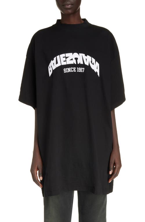 Balenciaga Oversize Backflip Logo Graphic T-shirt In Black/white
