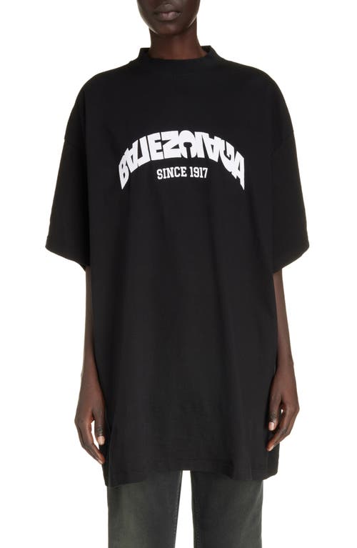 Balenciaga Oversize Backflip Logo Graphic T-Shirt Black/White at Nordstrom,