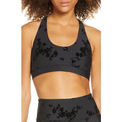 Soul By Soulcycle Velvet Floral Sports Bra, Black