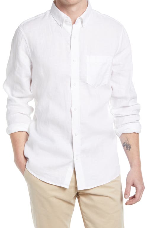 Nordstrom Trim Fit Solid Linen Button-Down Shirt at Nordstrom,