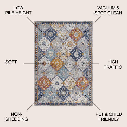Jonathan Y Kirman Bohemian Medallion Area Rug In Light Gray/blue/orange