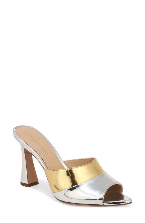 Veronica Beard Thora Pointed Toe Slide Sandal In Silver/gold