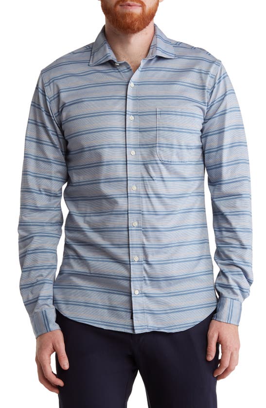Alton Lane Walker Seasonal Knit Button-up Shirt In Oxford Blue Stripe