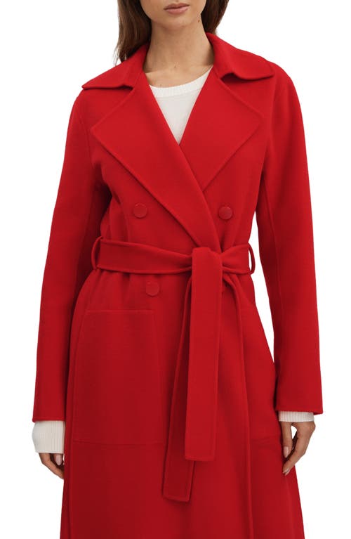 Shop Reiss Sasha Belted Double Breasted Wool Blend Coat In Red