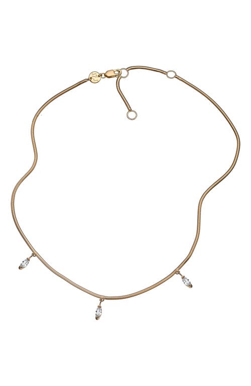 Bella White Sapphire Station Necklace in 14K Yellow Gold Plated Silver