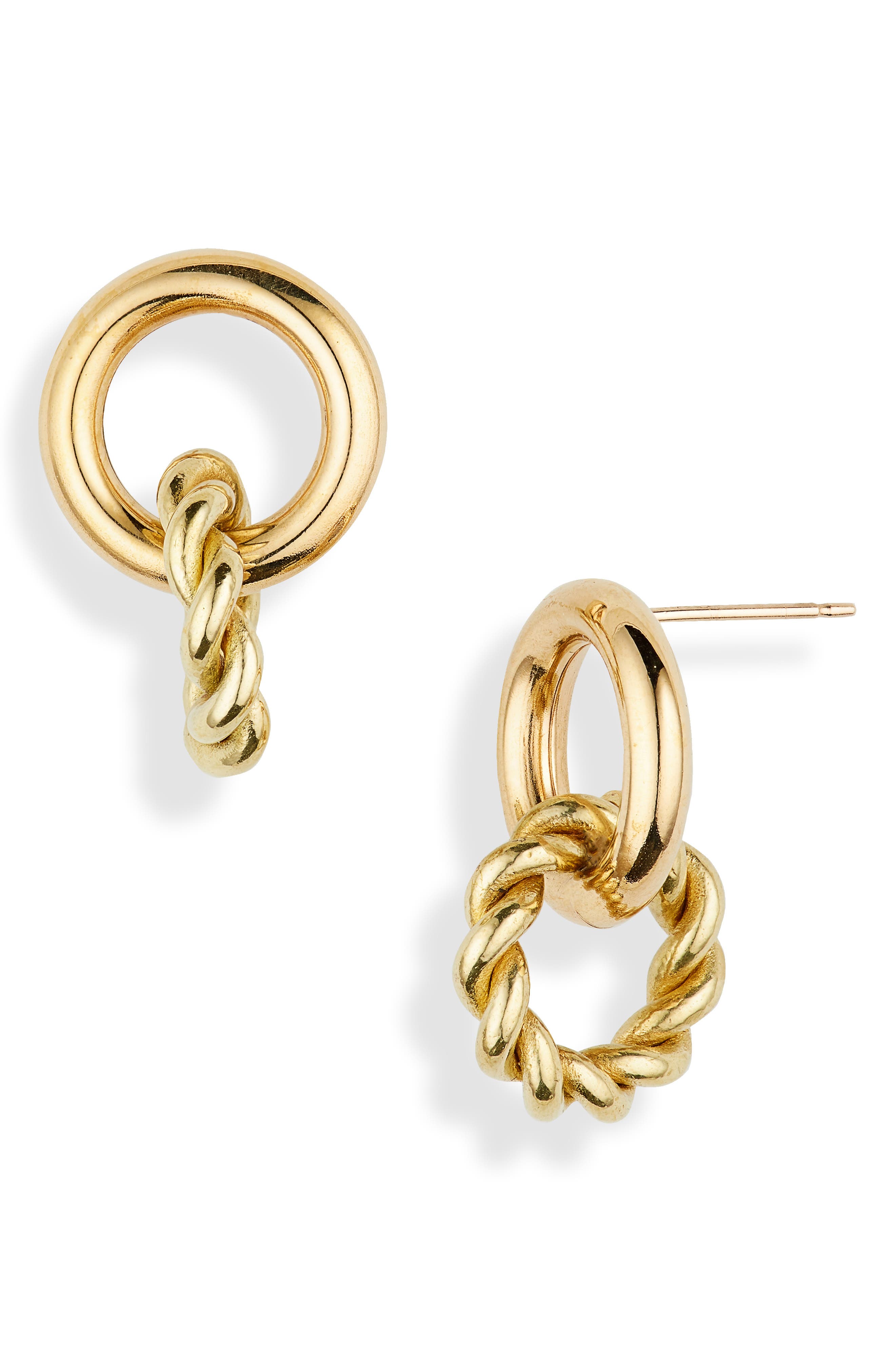Laura Lombardi Mini Duo Hoop Drop Earrings in Brass at Nordstrom