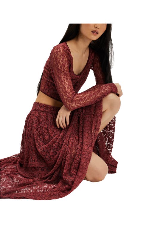 Shop Free People Arcana Lace Crop Top & Maxi Skirt Set In Marsala Combo