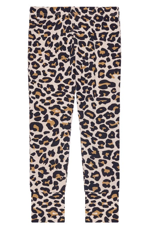 Shop Posh Peanut Lana Leopard Long Sleeve Fitted Two-piece Pajamas In Beige/khaki