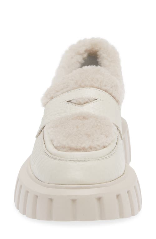 Voile Blanche Grenelle Faux Shearling Trim Platform Loafer In Off White