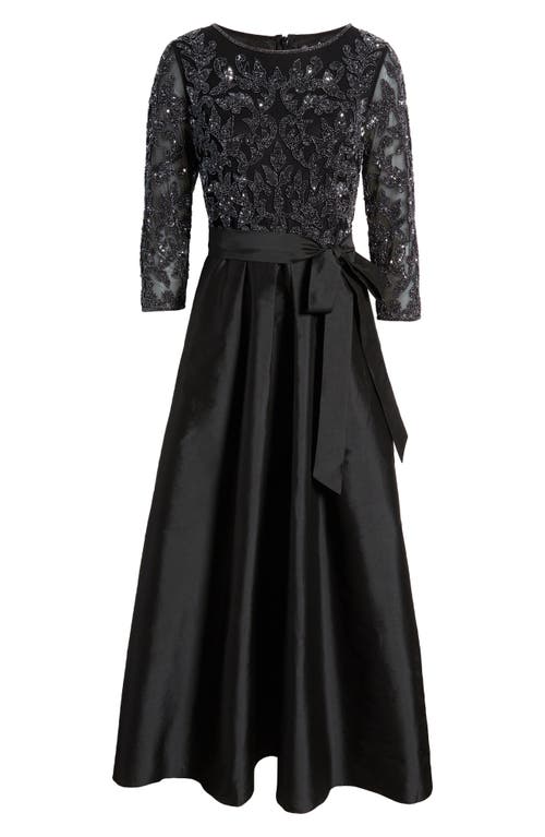 Shop Pisarro Nights Sequin Bodice Gown In Black/gunmetal