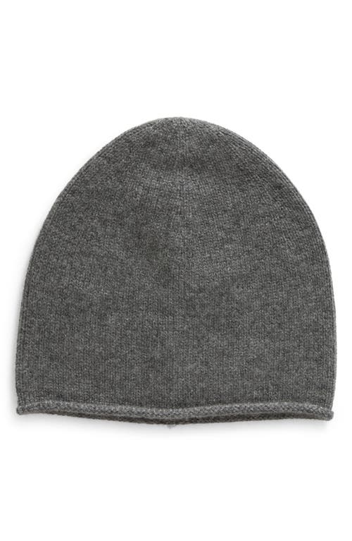 Boiled Cashmere Chunky Knit Beanie in Med Heather Grey