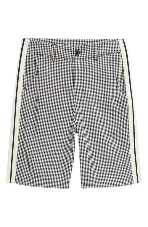 Moncler Kids' Side Stripe Gingham Shorts In Ivory/black