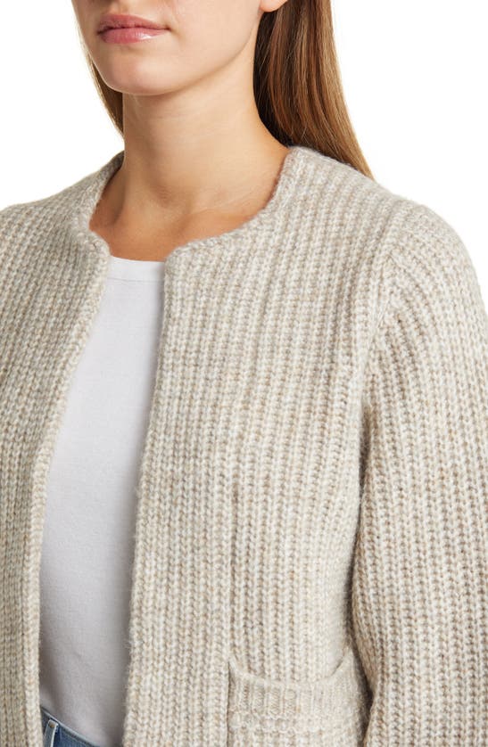 Wit & Wisdom Marled Blouson Sleeve Cardigan In Heather Mocha