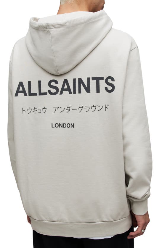 Shop Allsaints Underground Logo Hoodie Sweatshirt In Stone Taupe