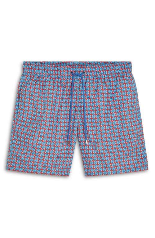 Shop Bugatchi Cosmo Print Swim Trunks In Pimento