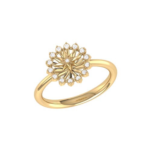 Shop Luvmyjewelry Starburst Yellow Gold Plated Sterling Silver Diamond Ring In 14kt Gold Vermeil On Sterling