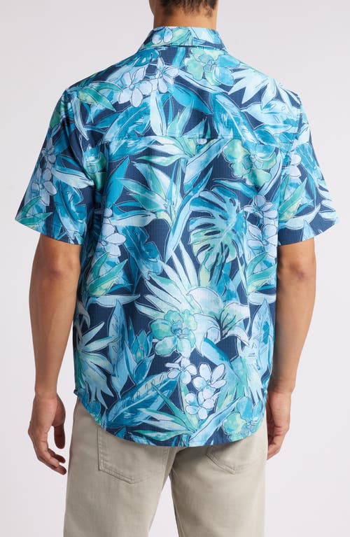 Shop Tommy Bahama Bahama Coast Jungle Haven Islandzone® Short Sleeve Performance Button-up Shirt In Oceanfront