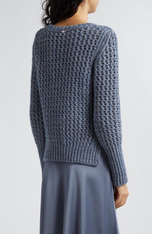 Shop Herno Metallic Alpaca Blend Crewneck Sweater In Denim Blue