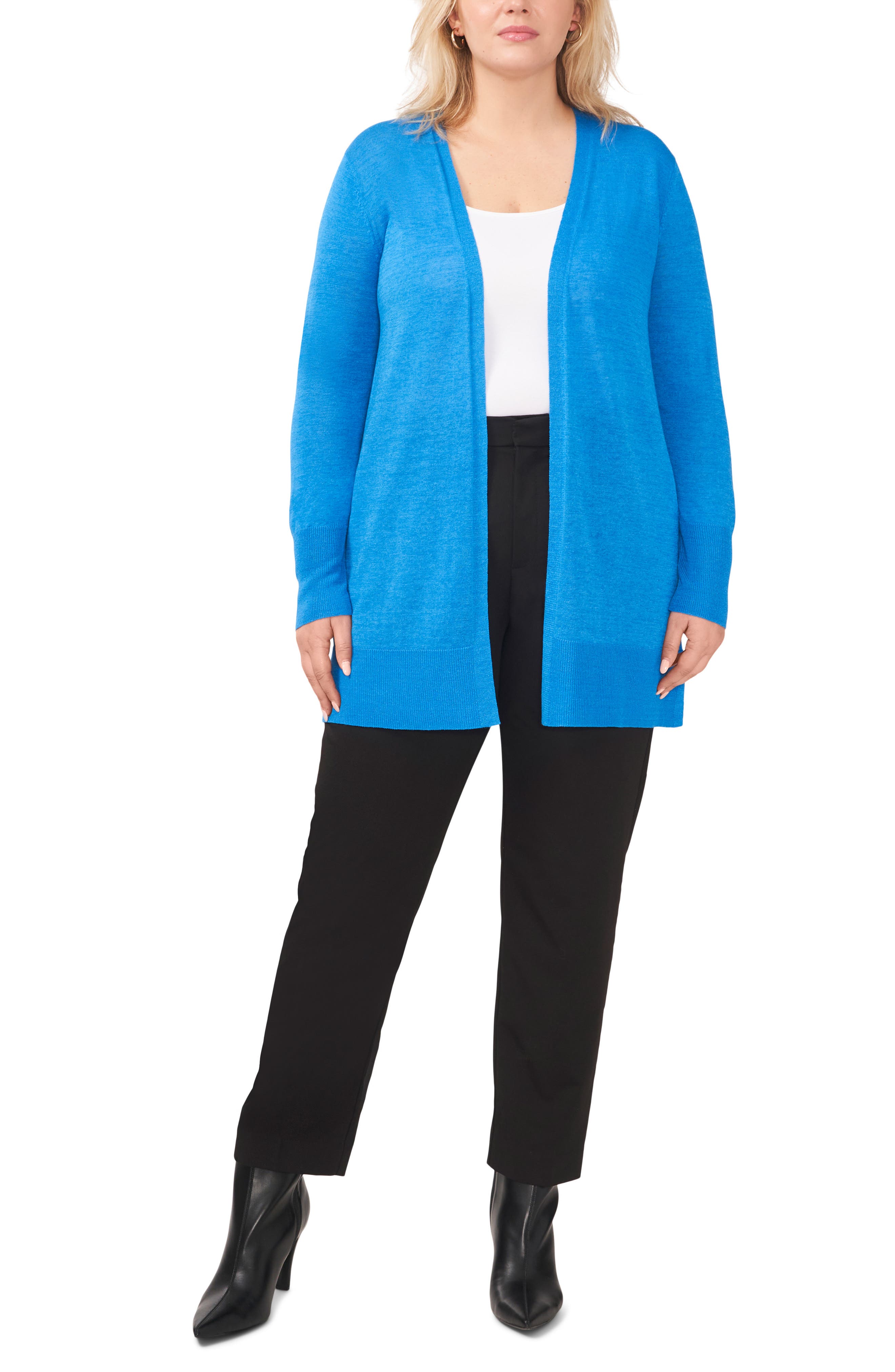 Halogen® Side Slit Linen Blend Cardigan Nordstrom