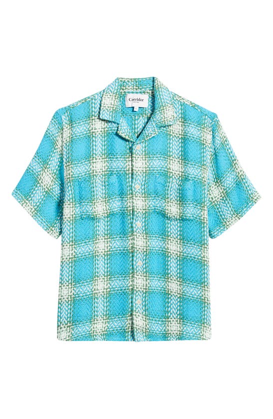 Shop Corridor Wildcard Plaid Short Sleeve Button-up Shirt In Blue