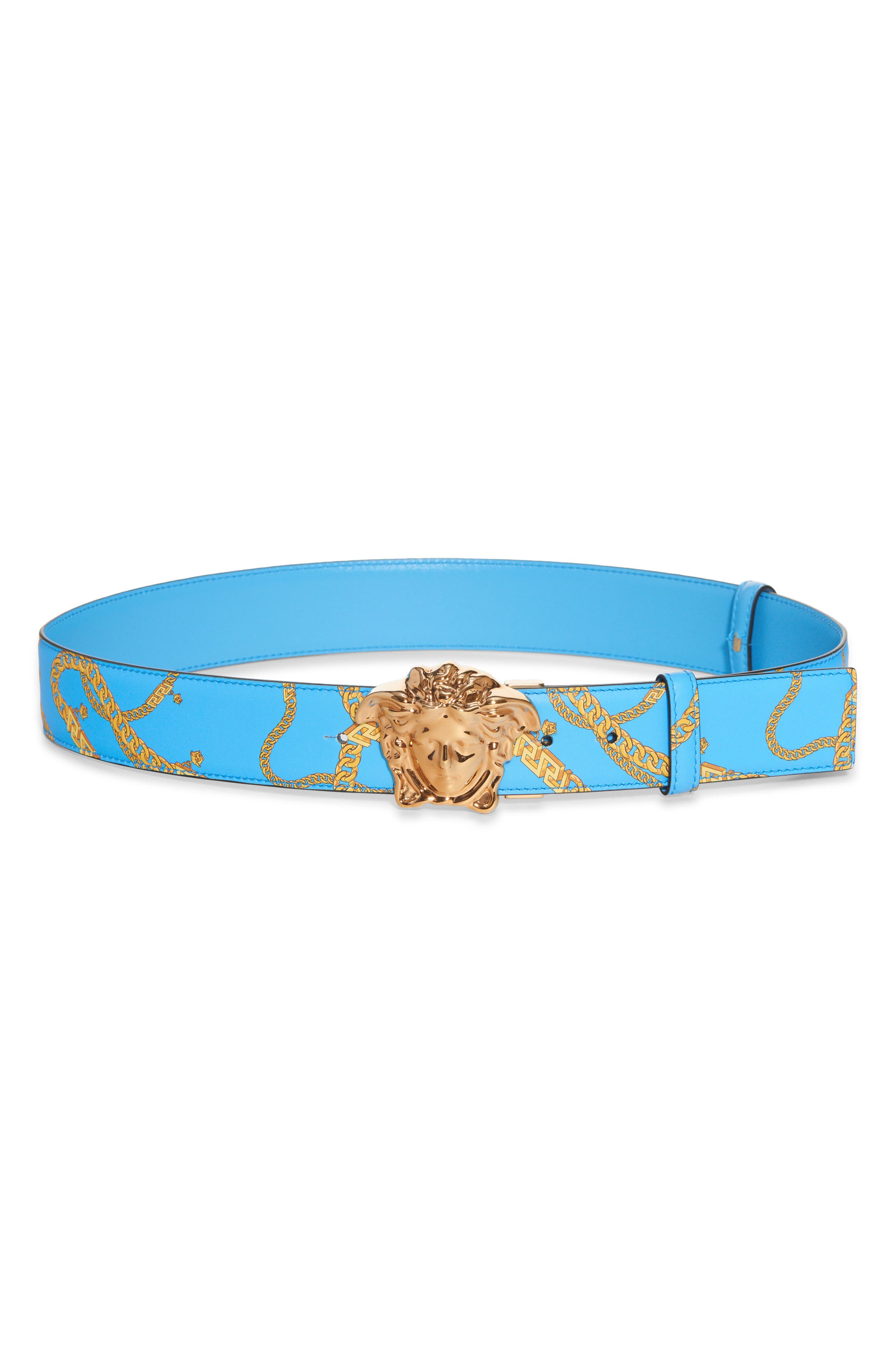 light blue versace belt