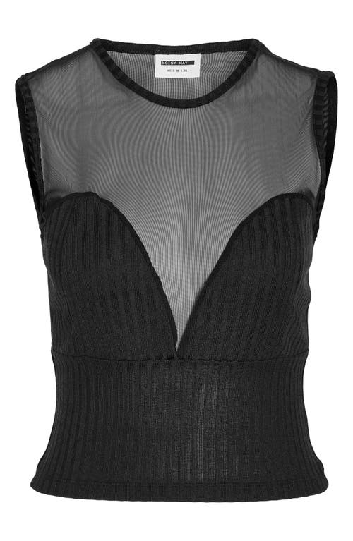 Noisy May Derin Mixed Media Top In Black