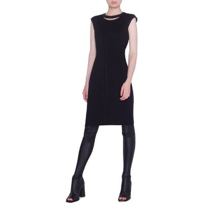 Akris Punto Rivet Detail Luna Cutout Sheath Dress, Black