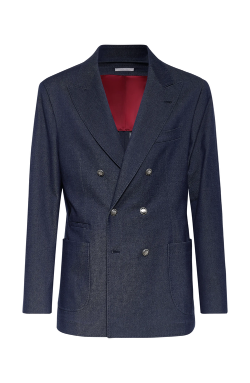 Shop Brunello Cucinelli Comfort Cotton And Cashmere Denim One-and-a-half Breasted Deconstructed Blazer Wi