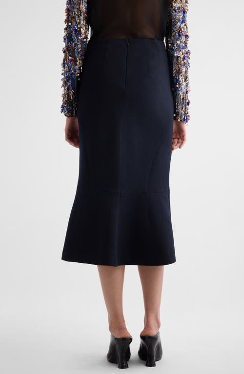 Shop Dries Van Noten Sibyl Wool Midi Skirt In Navy