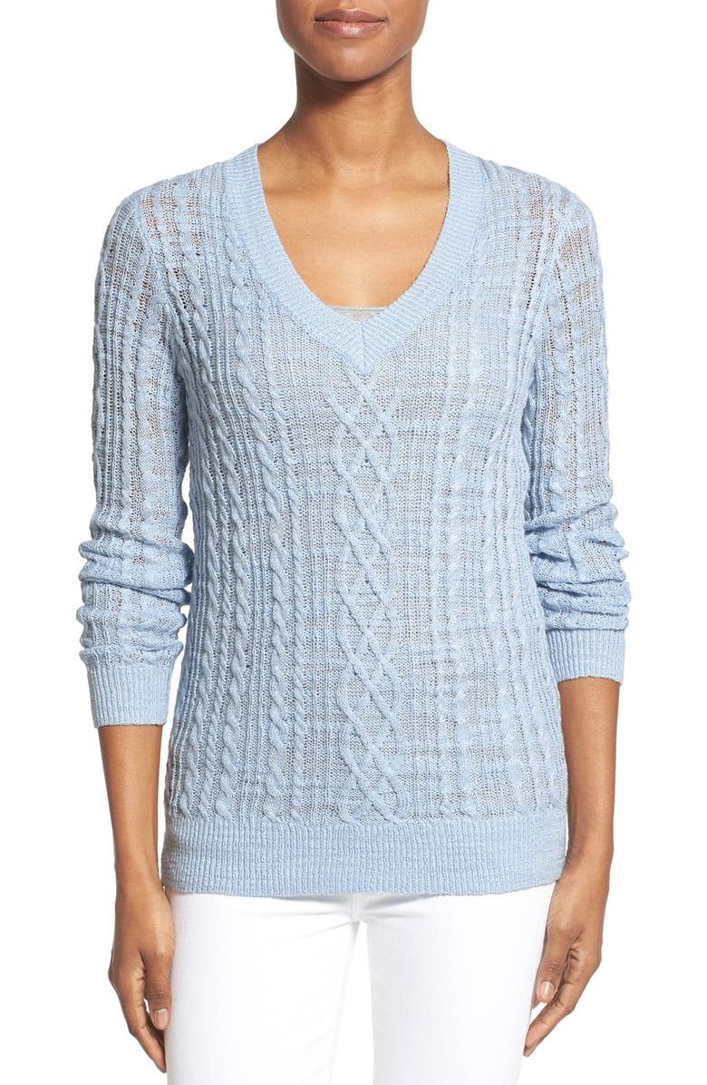 Nordstrom Collection Cable Knit VNeck Sweater Nordstrom