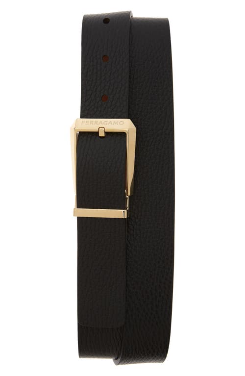 Ferragamo Reversible Leather Belt In New Cognac Nero
