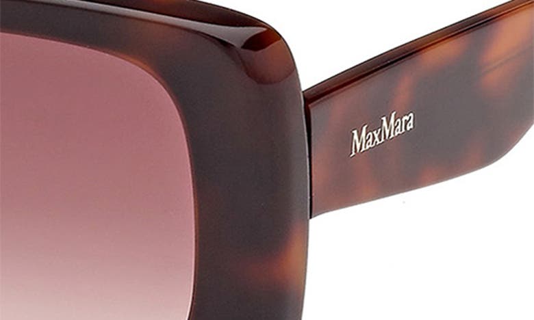 Shop Max Mara 53mm Rectangular Sunglasses In Dark Havana / Brown