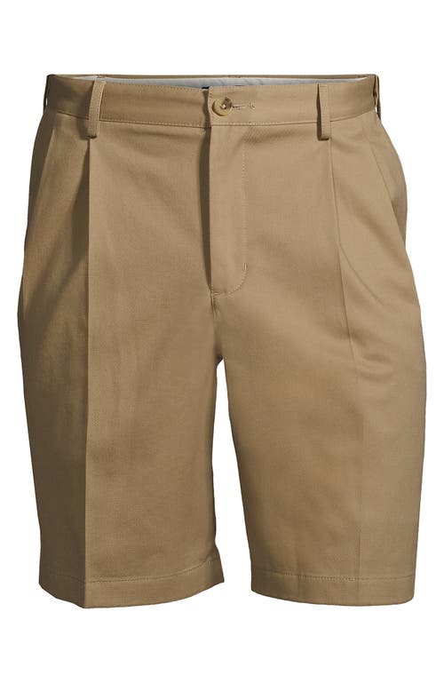 Shop Lands' End Comfort Waist Pleated 9" No Iron Chino Shorts In Khaki