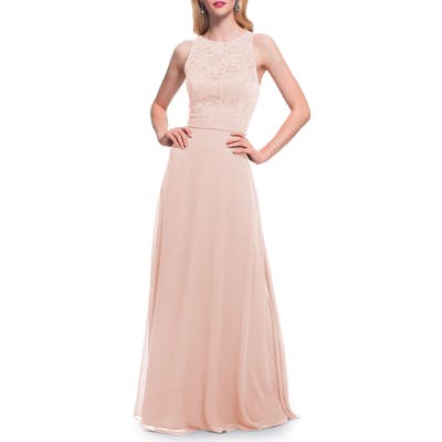 #levkoff Lace Bodice Chiffon Gown, Pink