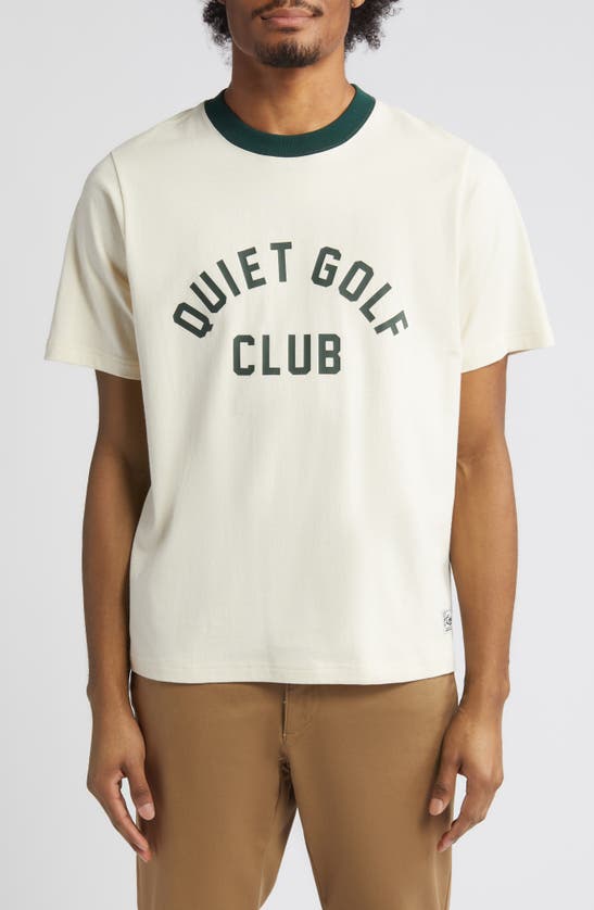 Shop Quiet Golf Club Cotton Graphic Ringer T-shirt In Beige