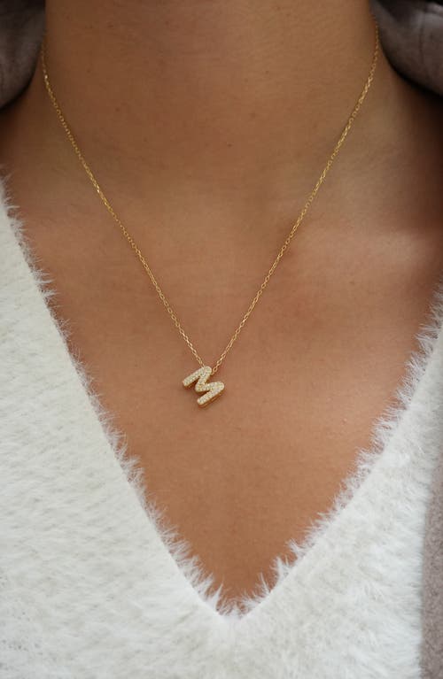 Argento Vivo Sterling Silver Cubic Zirconia Bubble Inital Pendant Necklace In Gold - Ms