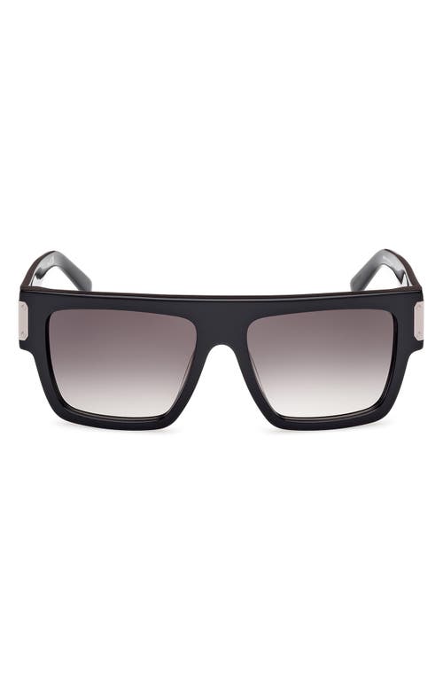Mcm 54mm Rectangular Sunglasses In Shiny Black/gradient Smoke