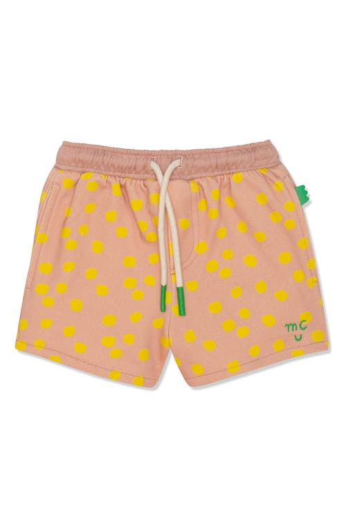 Mon Coeur Kids' Dot Print Shorts In Misty Rose/cyber Yellow