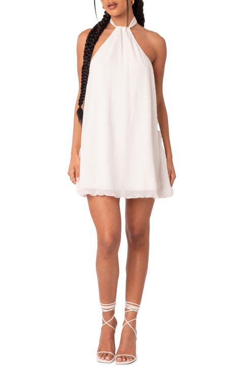 Bday Girl White Halter Mini Dress