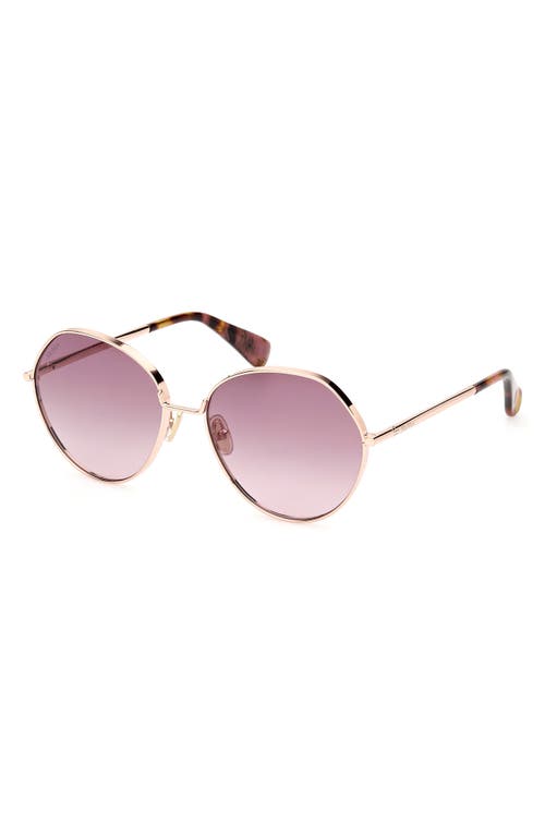 Shop Max Mara Menton 57mm Round Sunglasses In Shiny Rose Gold/gradient