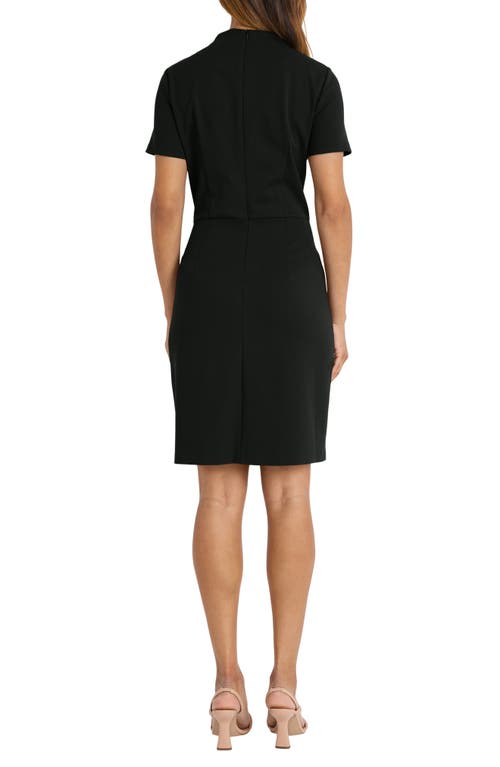 Maggy London Mock Neck Short Sleeve Sheath Dress In Black