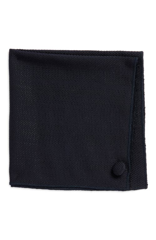 CLIFTON WILSON Textured Wool Pocket Square in Navy