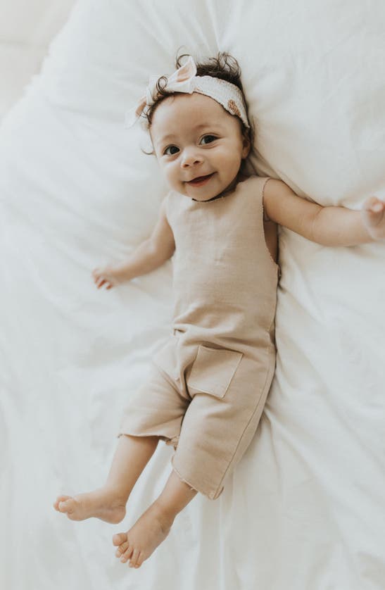 Shop L'ovedbaby Sleeveless Organic Cotton Romper In Oatmeal